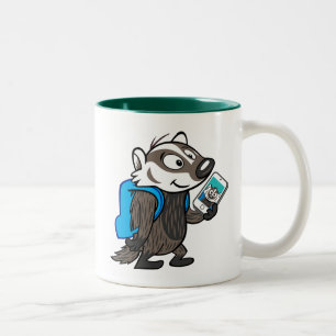 Ricky Racoon   Boomer Badger Selfie Two-Tone Coffee Mug