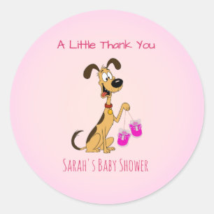 Rico the Dog Baby Girl Shower Classic Round Sticker