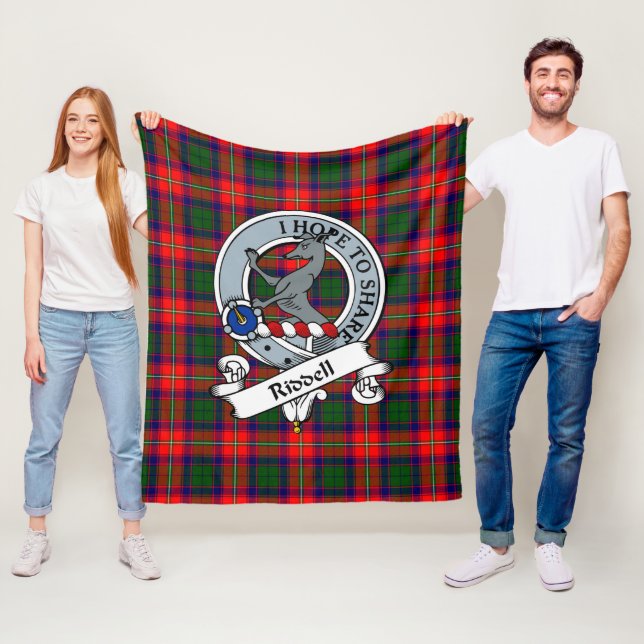 Riddell Clan Badge Tartan Plaid Fleece Blanket (In Situ)