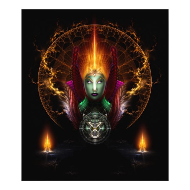 Riddian Queen Of Fire Fractal Art Composition Photo Print (Front)