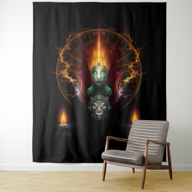 Riddian Queen Of Fire Fractal Art Composition Tapestry (In Situ)