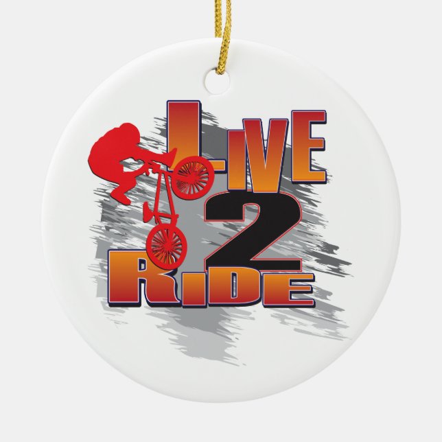 Ride 2 Live BMX Biker Ceramic Tree Decoration (Front)