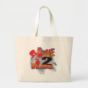 Ride 2 Live BMX Biker Large Tote Bag
