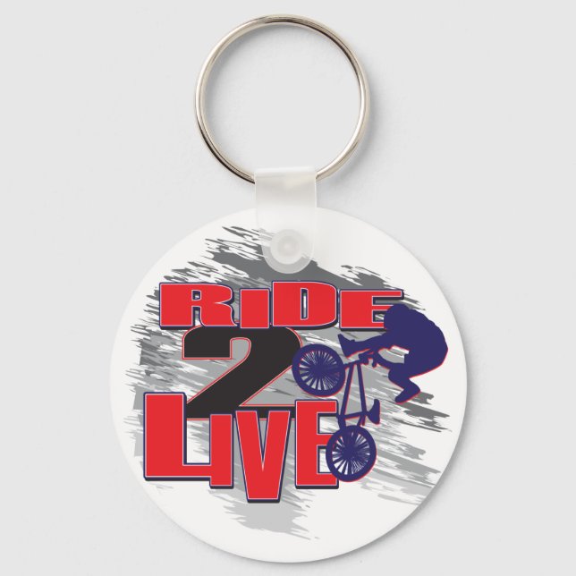 Ride 2 Live Live 2 Ride BMX rider Key Ring (Front)