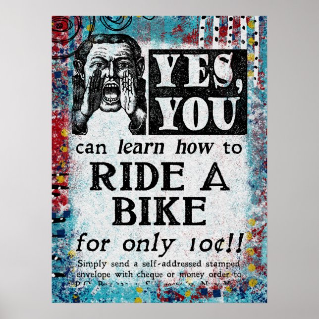 Ride A Bike - Funny Vintage Ad Poster (Front)