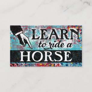 Ride A Horse Lessons - Aqua Blue Business Cards