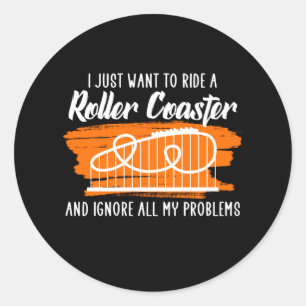 ride a roller coaster classic round sticker