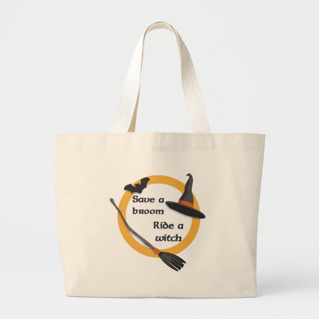 Ride a Witch totebag Large Tote Bag (Front)