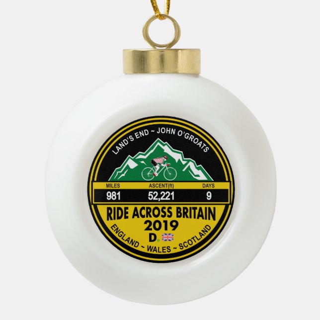 RIDE ACROSS BRITAIN 2019 TREE BALL ORNAMENT (Front)