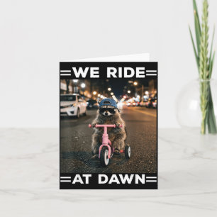 Ride At Dawn Funny Racoon Riding Tricycle Chaotic Card