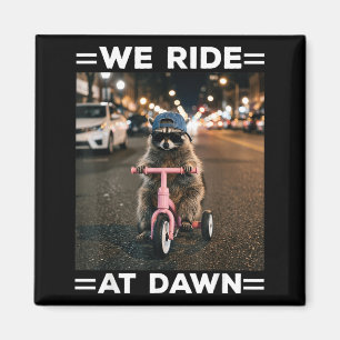 Ride At Dawn Funny Racoon Riding Tricycle Chaotic Magnet