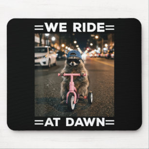 Ride At Dawn Funny Racoon Riding Tricycle Chaotic Mouse Pad