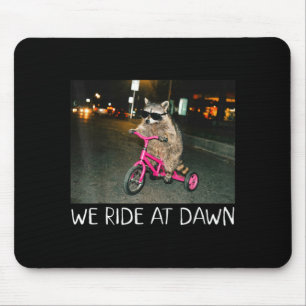 Ride At Dawn Funny Racoon Riding Tricycle Chaotic Mouse Pad