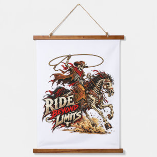 Ride Beyond Limits Skeleton Cowboy Western Design Hanging Tapestry