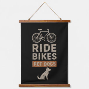 Ride Bikes Pet Dogs Funny Cycling Dog Lover Hanging Tapestry