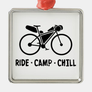 Ride Camp Chill Bikepacking Metal Ornament