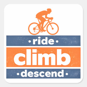 Ride Climb Descend Cycling Quote Vintage Square Sticker