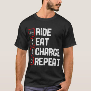 Ride Eat Charge Repeat Funny E-Bike T-Shirt