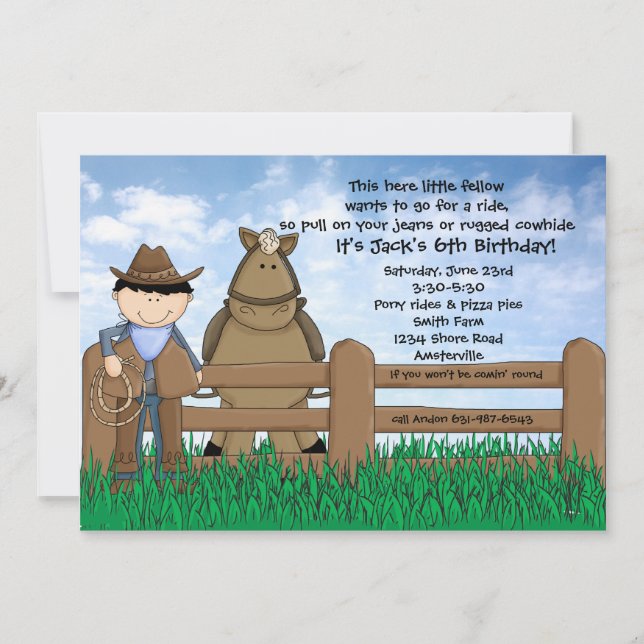 Ride 'em Cowboy Invitation (Front)