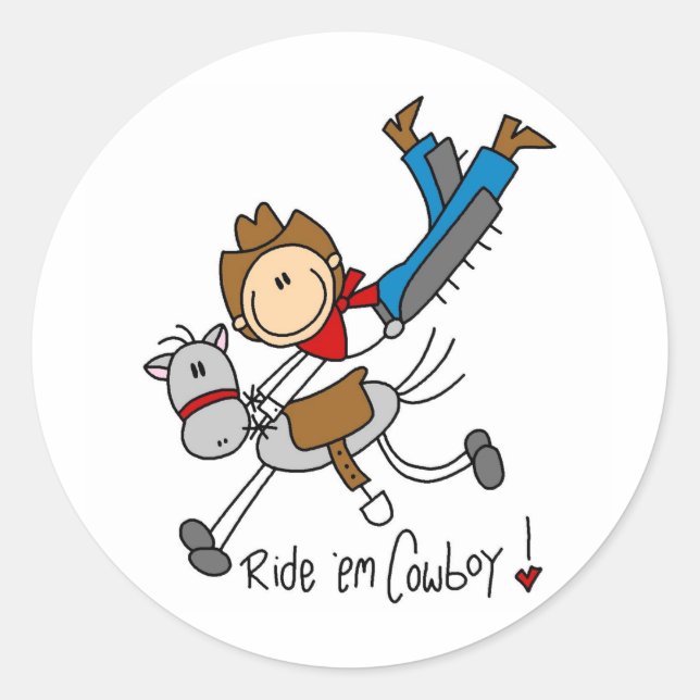 Ride 'Em Cowboy Stick Figure Sticker (Front)