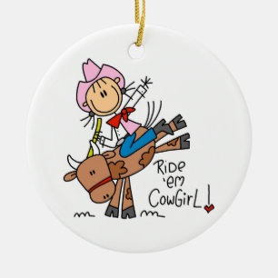 Ride Em Cowgirl T-shirts and Gifts Ceramic Ornament