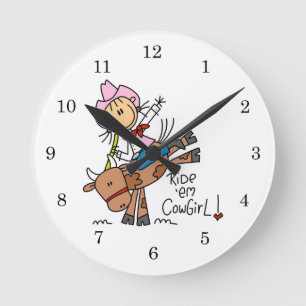 Ride Em Cowgirl T-shirts and Gifts Round Clock