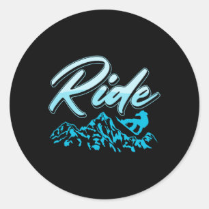 Ride Extreme Winter Sports Snowboarding Snowboarde Classic Round Sticker