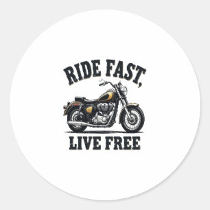 Ride Fast, Live Free Motorcycle Classic Round Sticker