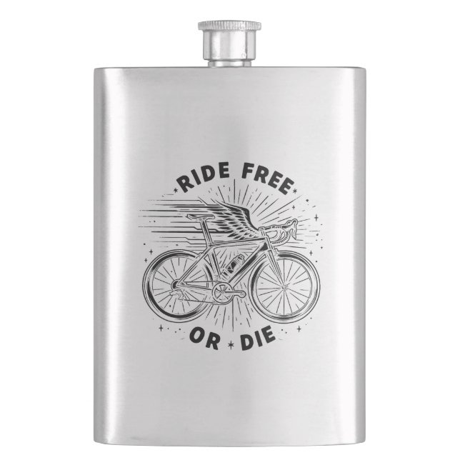 Ride Free Or Die Cycling Hip Flask (Front)