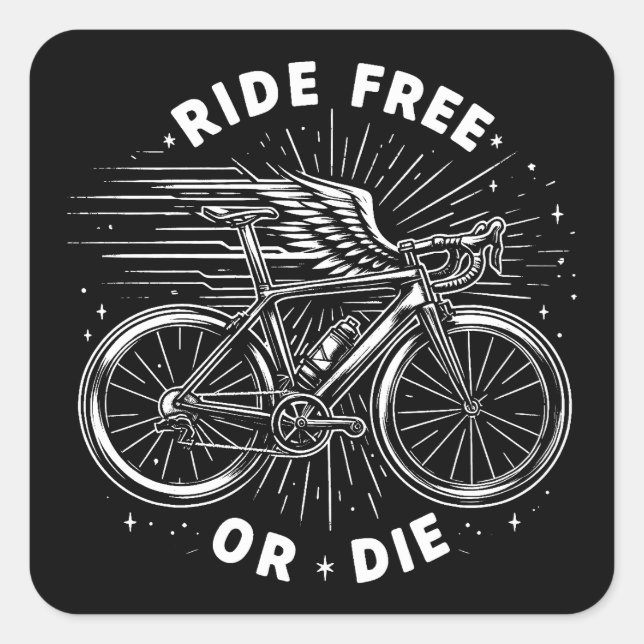 Ride Free Or Die Cycling Square Sticker (Front)