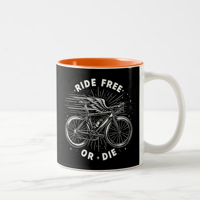 Ride Free Or Die Cycling Two-Tone Coffee Mug (Right)
