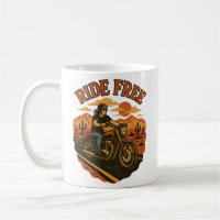 Ride Free Vintage Motorcycle Adventure Art
