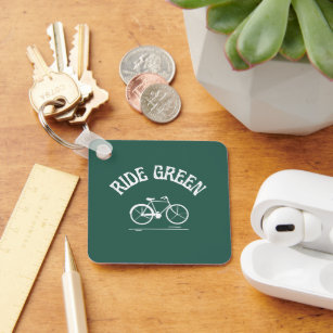RIDE GREEN - Protect the planet Slogan/Quote Key Ring