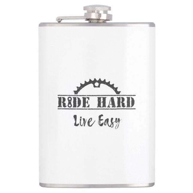 Ride Hard Live Easy Cycling Hip Flask (Front)