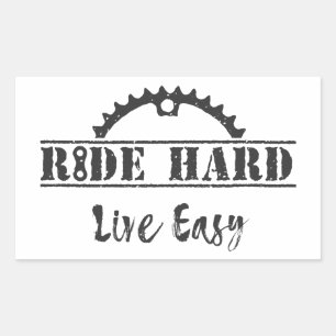 Ride Hard Live Easy Cycling Rectangular Sticker