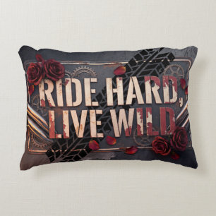 ride hard, live wild decorative cushion