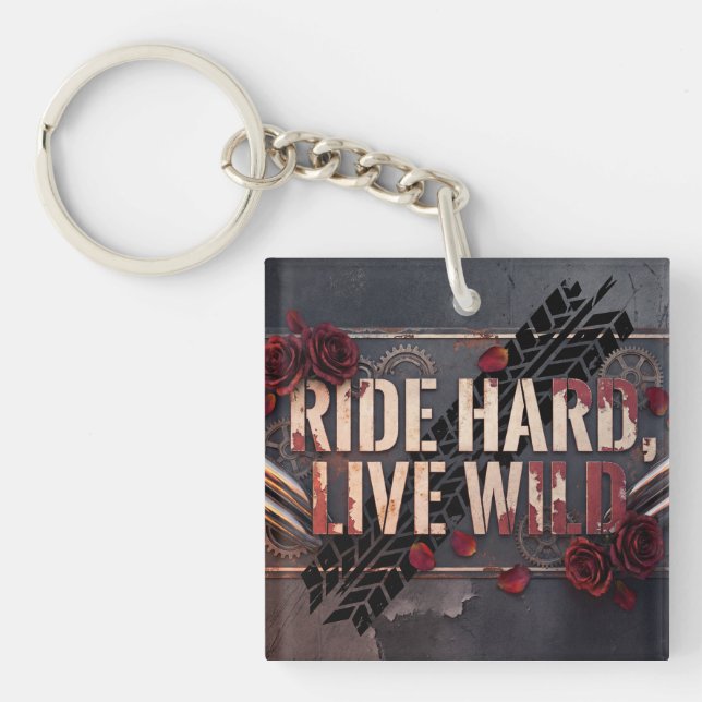 ride hard, live wild key ring (Front)