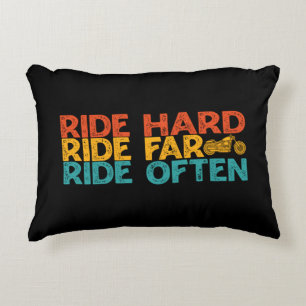 Ride Hard Ride Far Ride Often Motorcycle Rider     Decorative Cushion