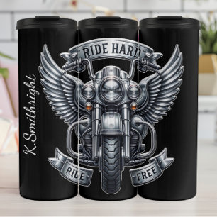 Ride Hard Ride Free Winged Motorcycle Thermal Tumbler