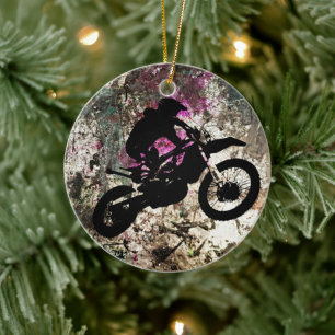 Ride into Adventure: Motocross Bliss Ceramic Ornament