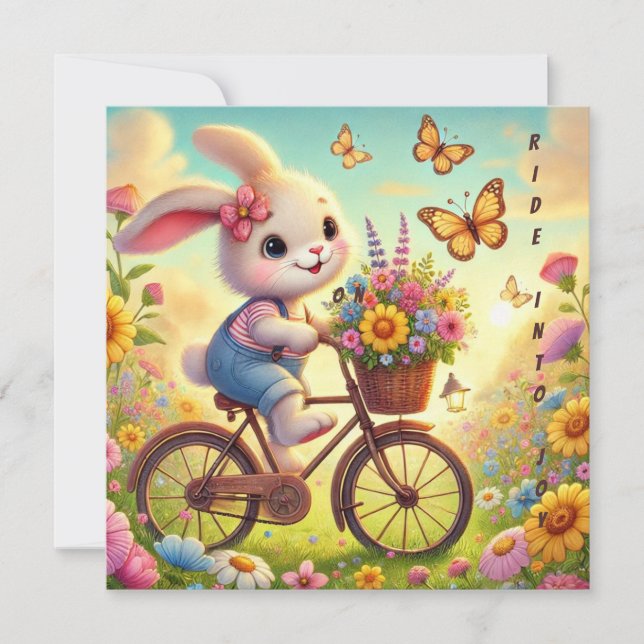 Ride Into Joy Bunny  Flat Card (Front)