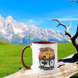 Ride into the Sunset - Vintage Mug for Cyclists