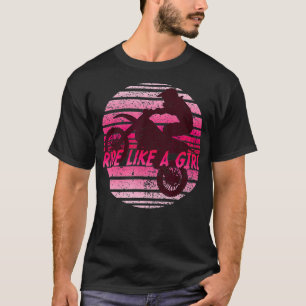 Ride like a Girl Retro Vintage Girls Dirt Biking T-Shirt