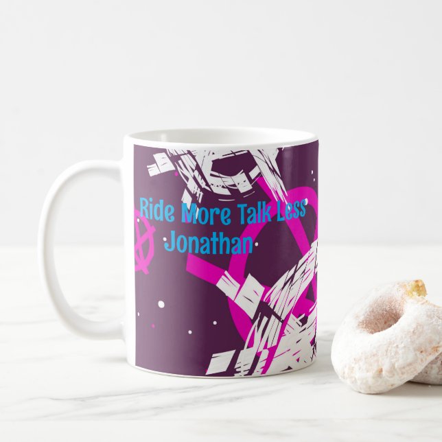 Ride More Talk Less Custom Name Coffee Mug (With Donut)