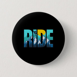 Ride Mountain Snowboarding Slopes Sunset Graphic 6 Cm Round Badge