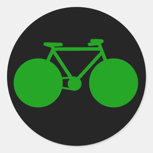 ride on . bicycle green attitude classic round sticker (Front)