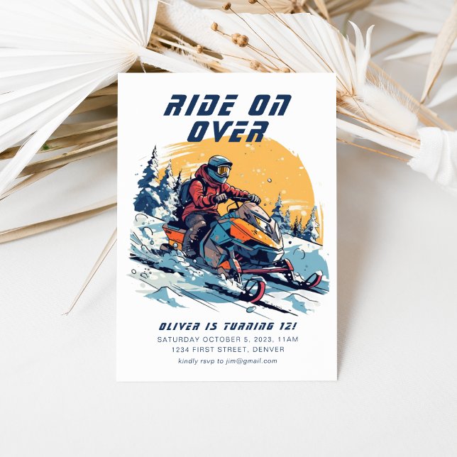 Ride on Over Snowboarding Birthday Party Invitation (Creator Uploaded)