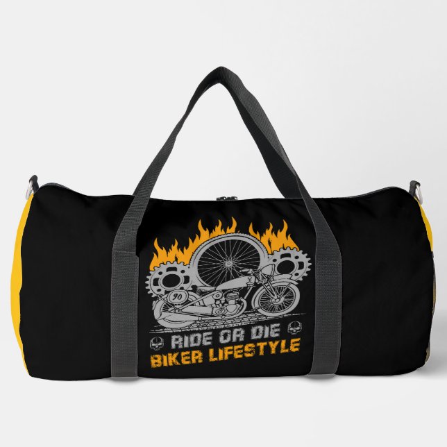 Ride Or Die Biker Lifestyle Duffle Bag (Front)