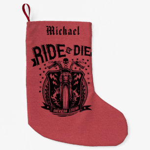 Ride or Die Motorcycle Personalized Small Christmas Stocking
