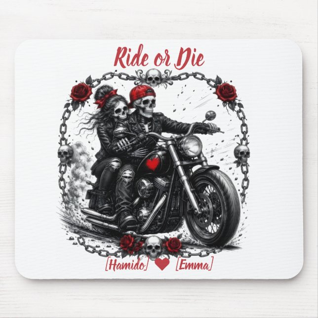 Ride or Die Personalised Skeleton Couple Mouse Pad (Front)